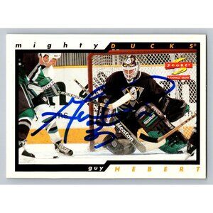 Guy Hebert Autographed Mighty Ducks Hockey Trading Card Set  Includes Stats Card